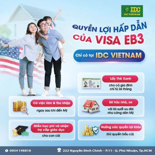 Quyền lợi của visa EB3 cho gia đình